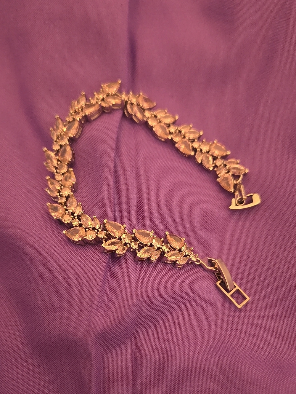 Pink Leaf Crystal Tennis Bracelet - Women Jewelry